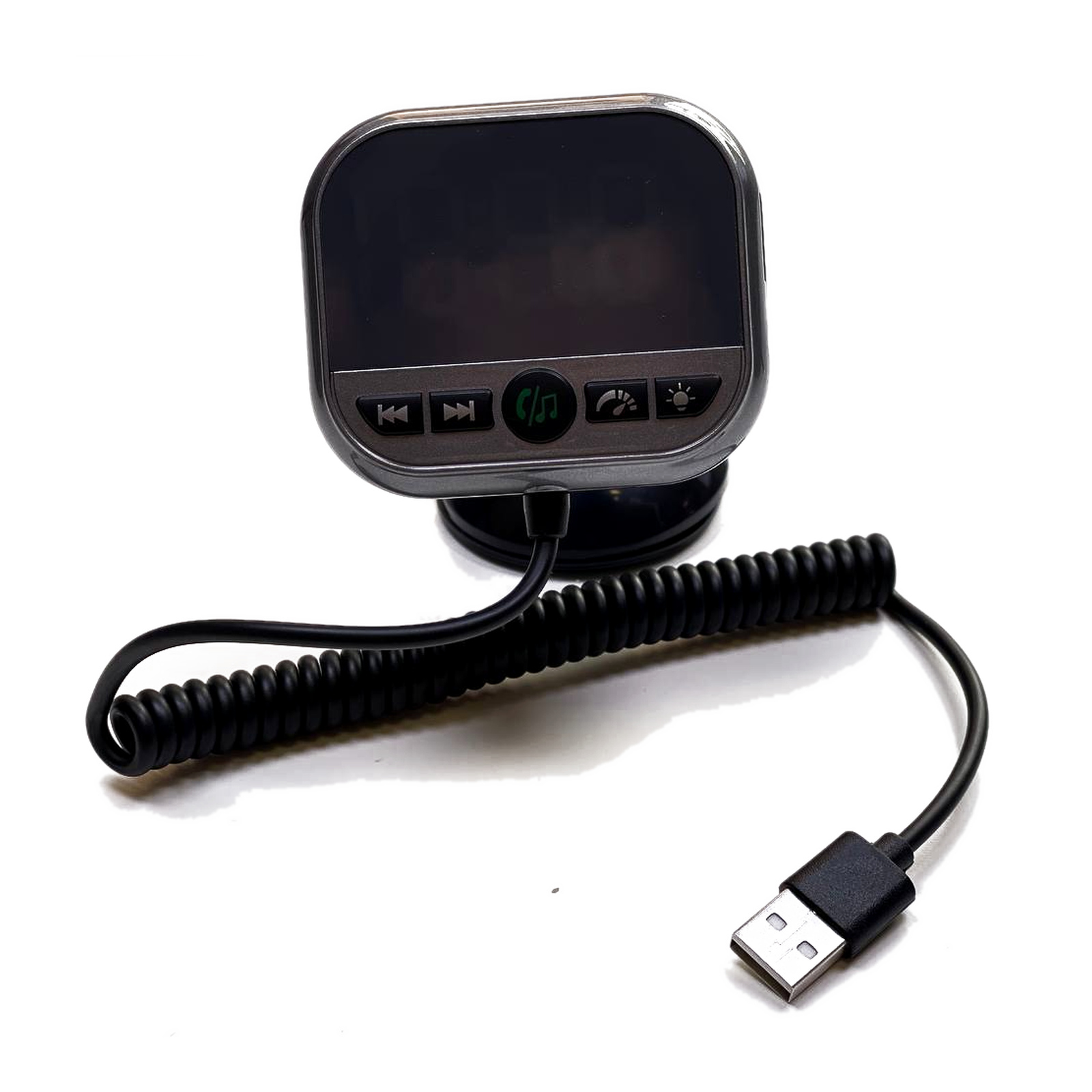 C80 с тъмен екран, лицеви бутони и спираловиден USB-A кабел.
